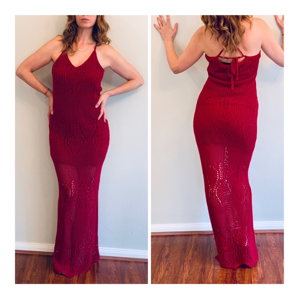 Forever 21 Maxi Knit Red Burgundy Dress Size Large